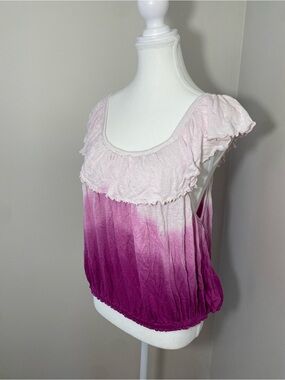 Free People Pink Ombre Ruffle Camisole Tank Top Large